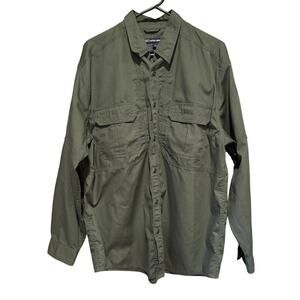 5.11 Tactical Series Olive Green Long Sleeve Button Up Shirt Style 72175 Men's L